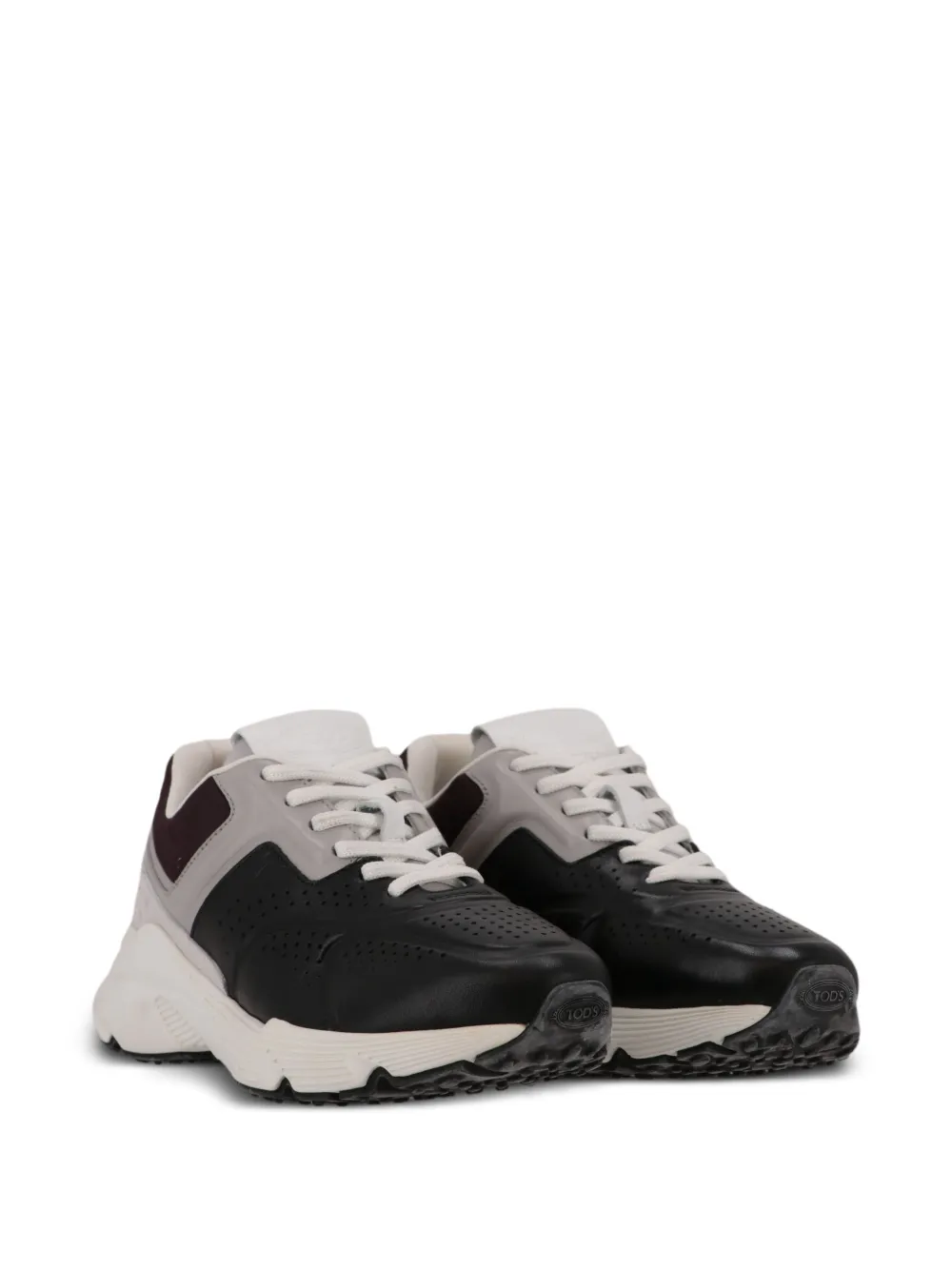 Tod's perforated-details lace-up panelled sneakers Zwart