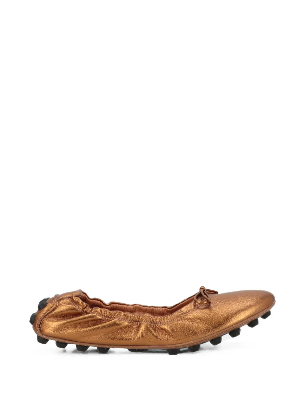 Tod's Gommino metallic-effect leather ballet flats - Marrone