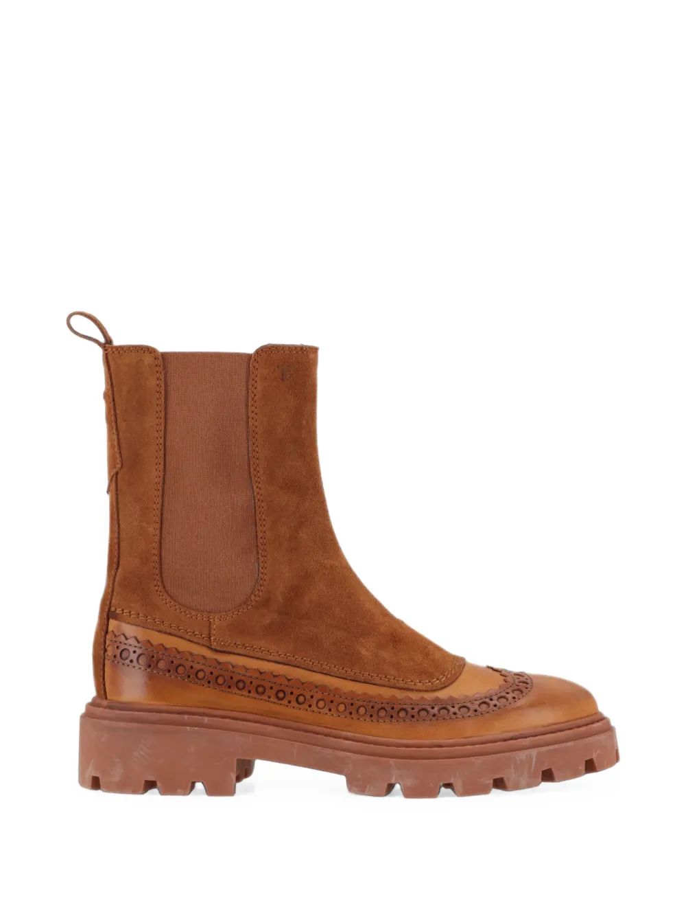 Tod's Brogue-detail Chelsea Boots In Brown