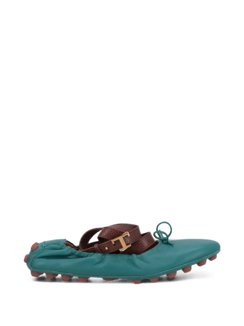 Tod's Buckle-strap Gommino Ballet Flats In Green