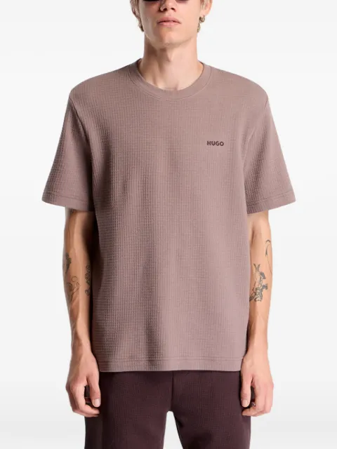 HUGO Austin waffle-knit logo-patch cotton T-shirt