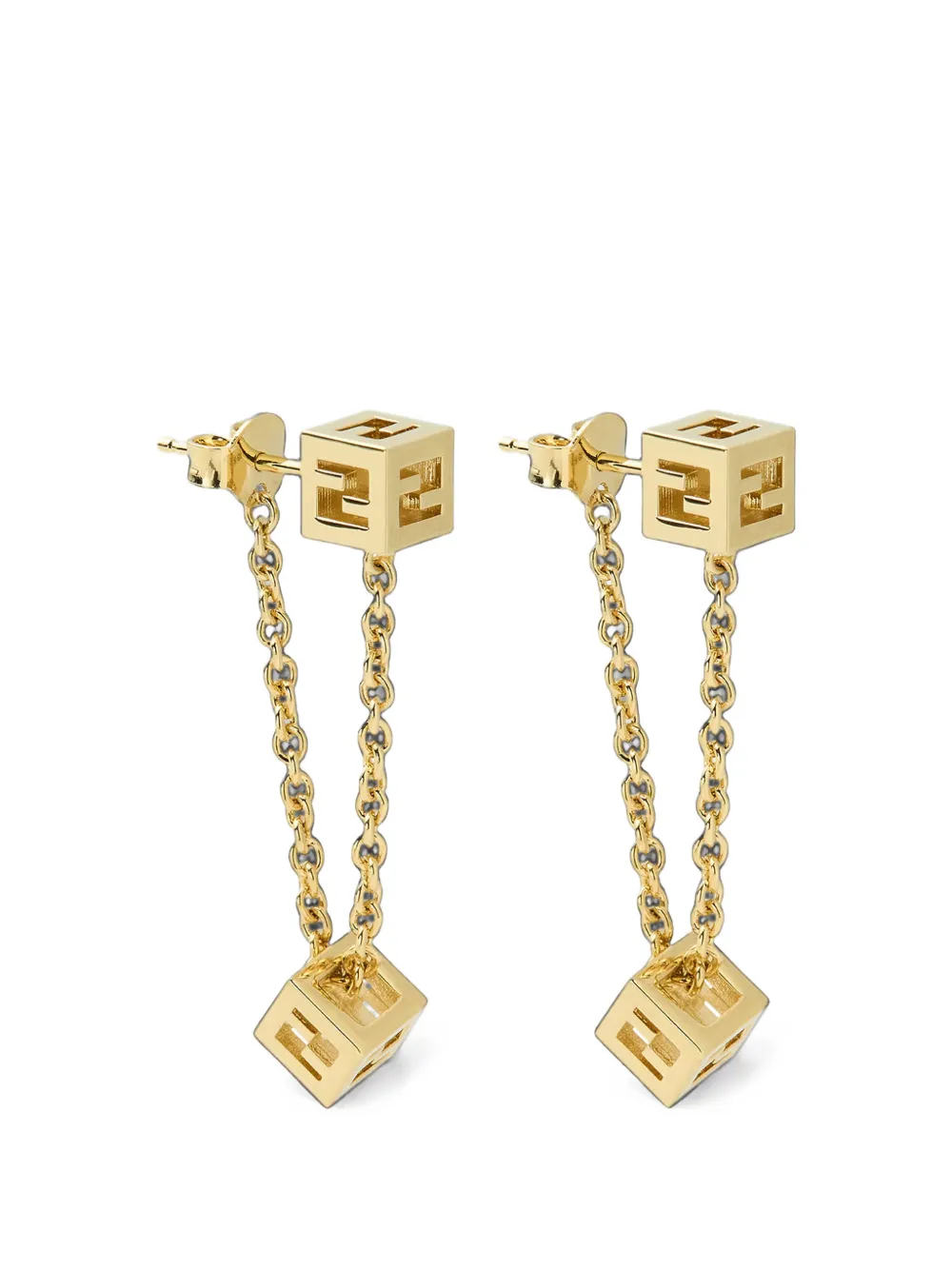 FENDI FF-cube chain earrings