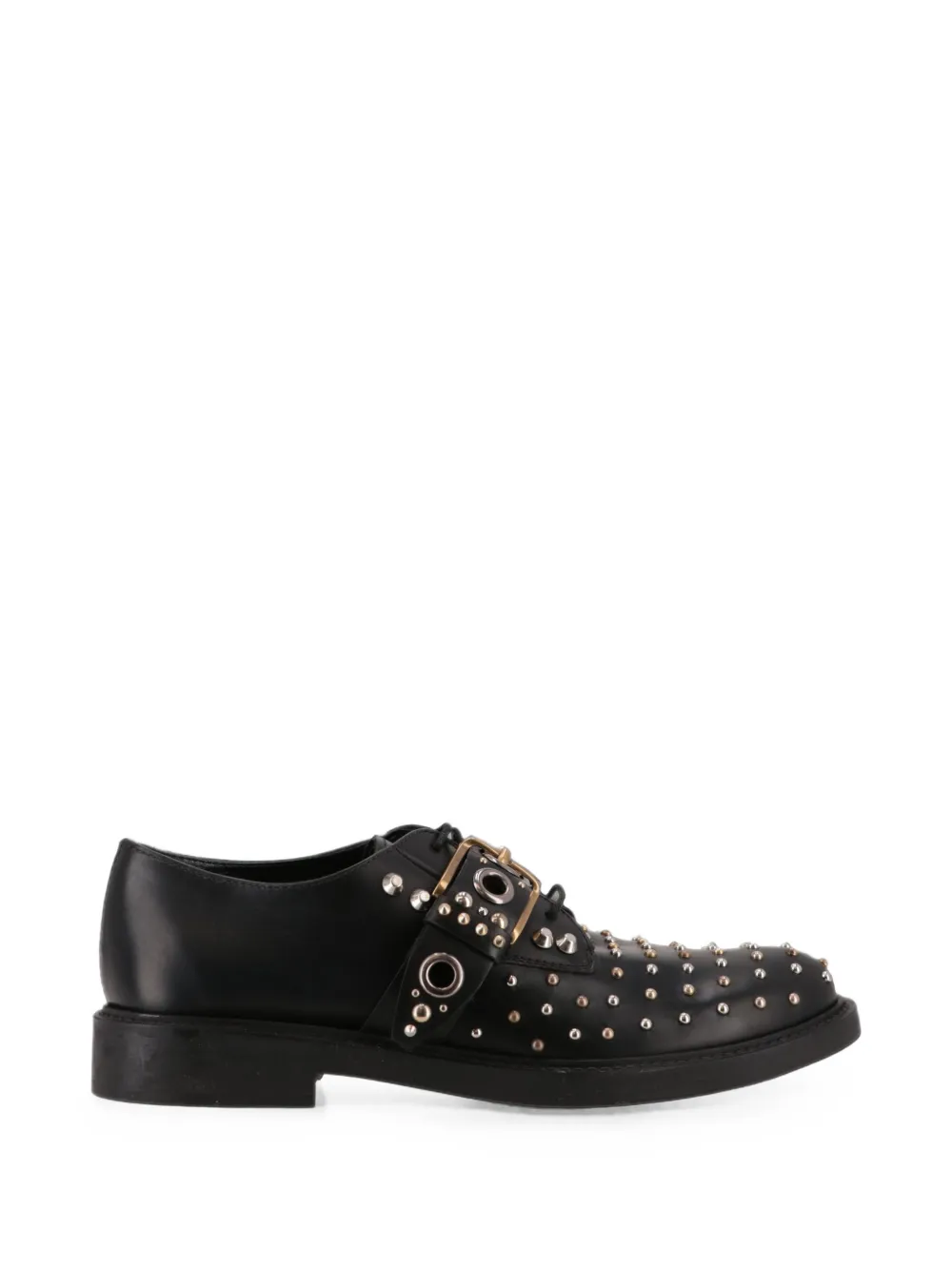 Tod's Studded Buckled Derby Shoes In Black