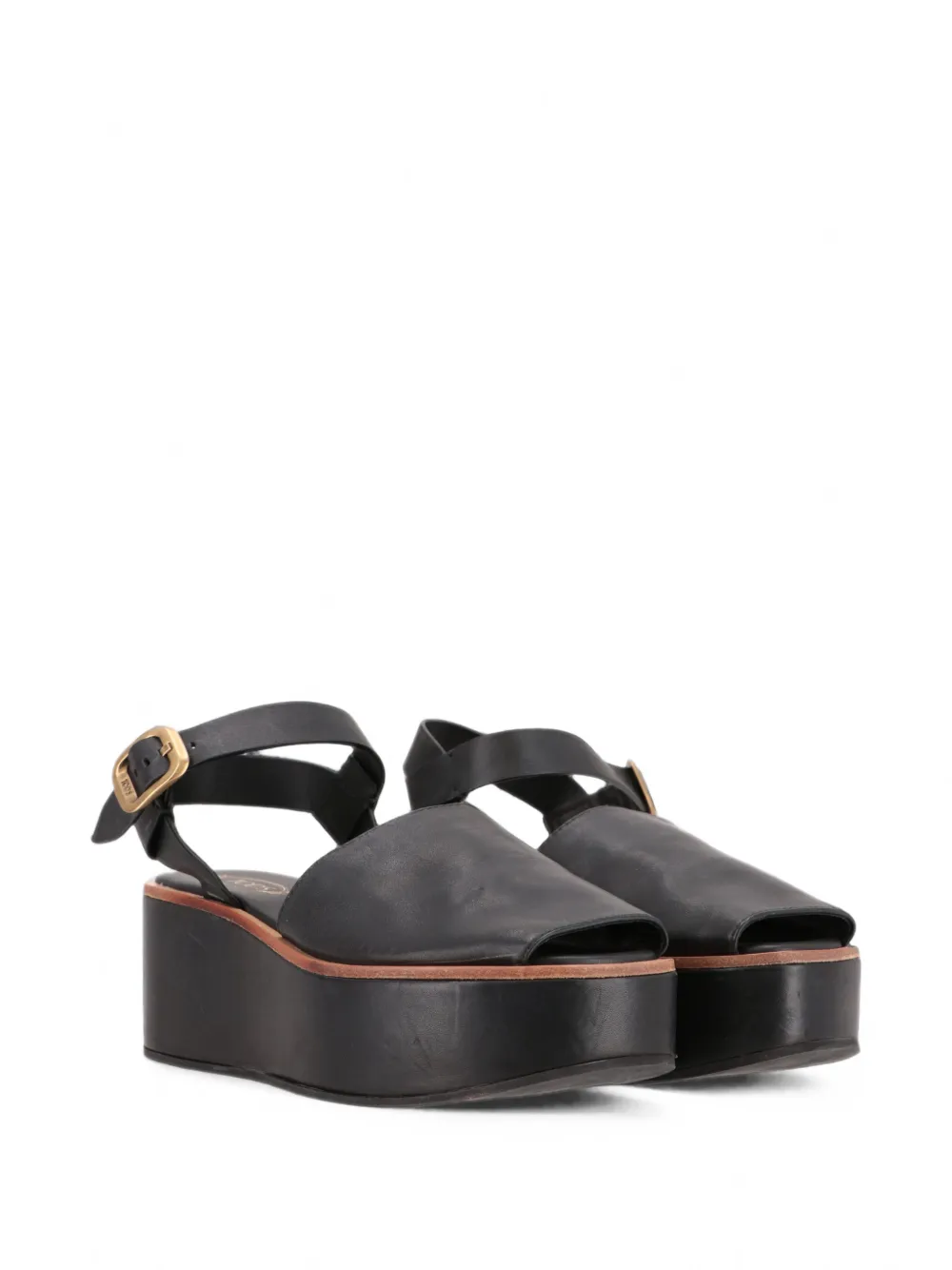 Tod's buckle-fastening platform sandals Zwart
