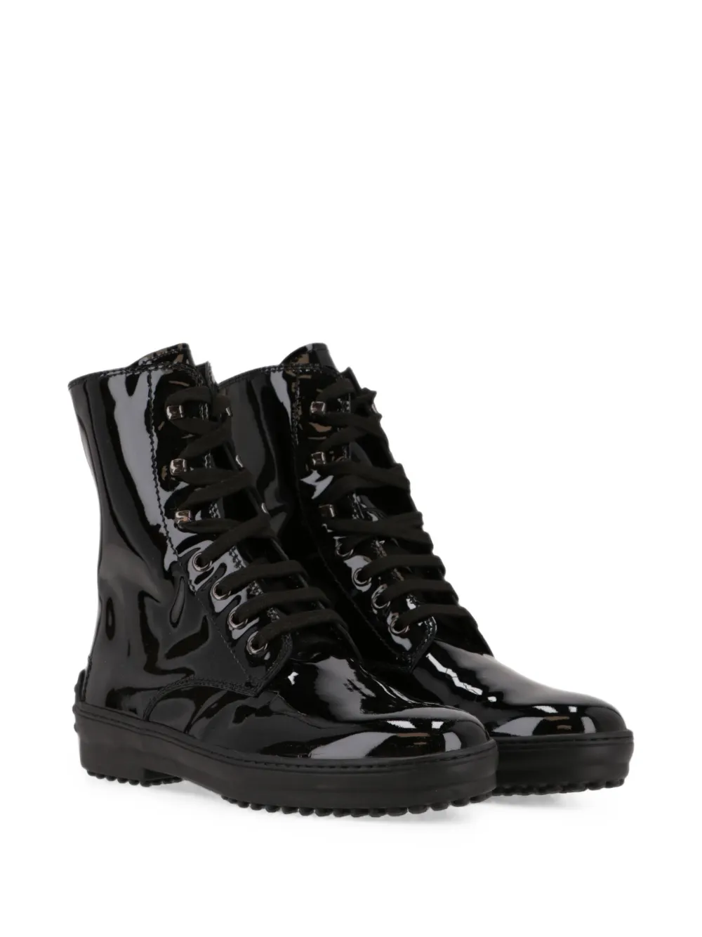 Tod's patent-finish lace-up boots Zwart