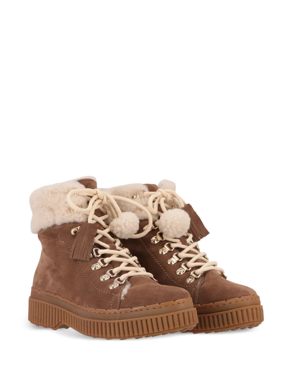 Tod's shearling-trim tassel-detail boots Bruin
