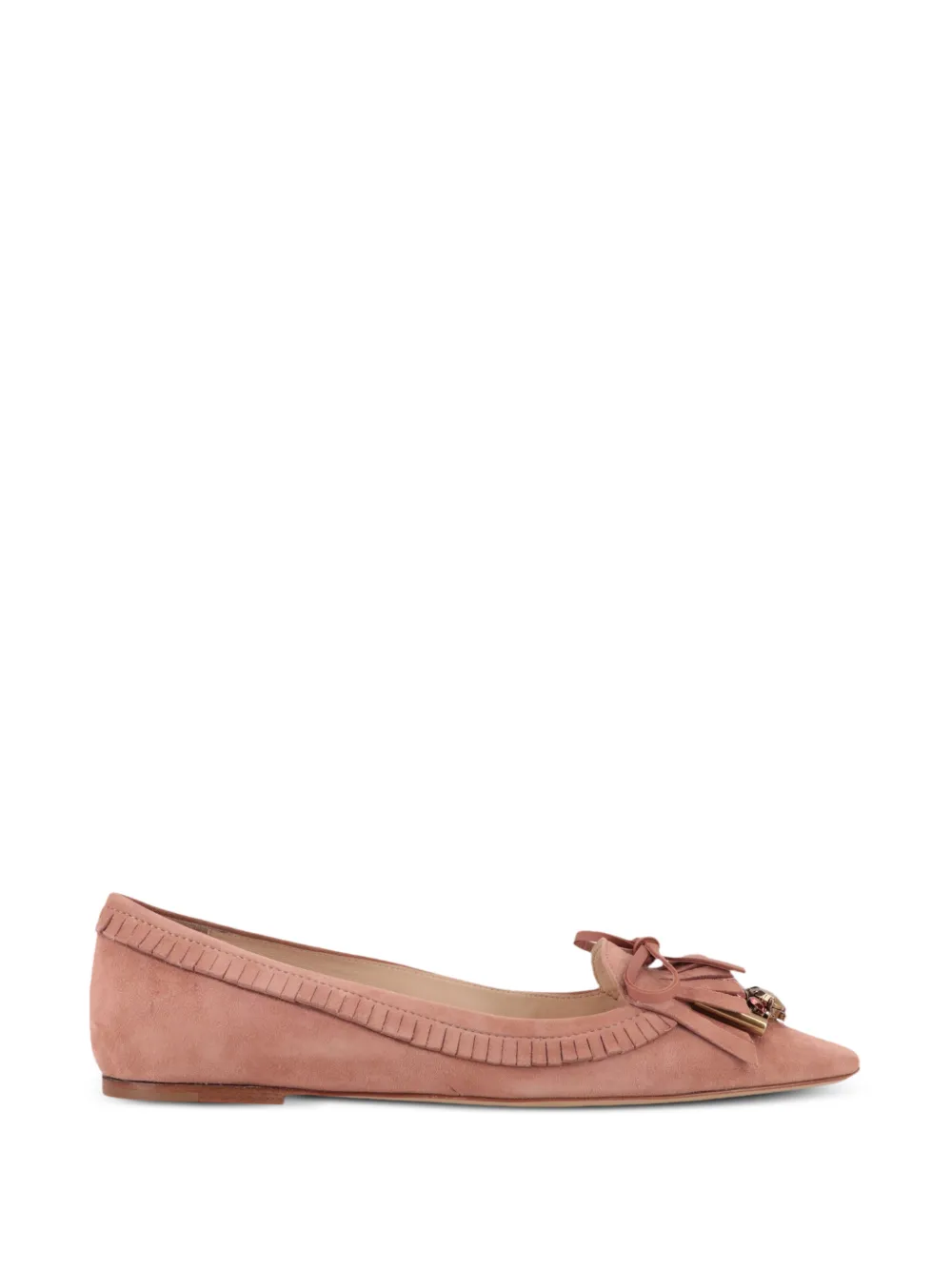 Tod's Fringe-trim Crystal-embellished Ballet Flats In Multi