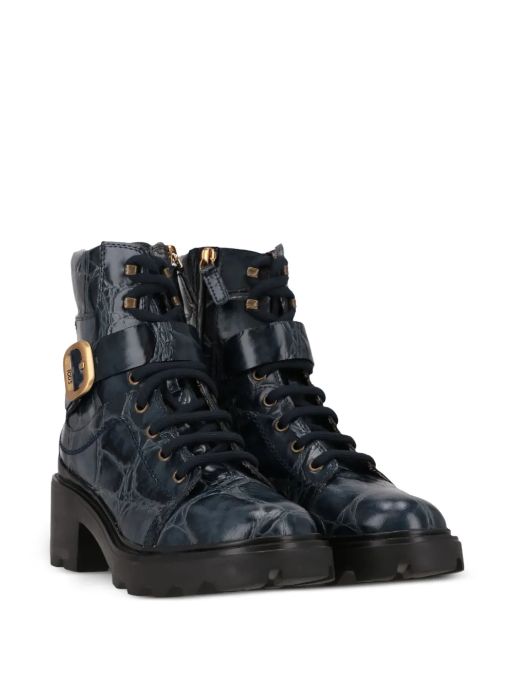Tod's crocodile-effect ankle boots Blauw