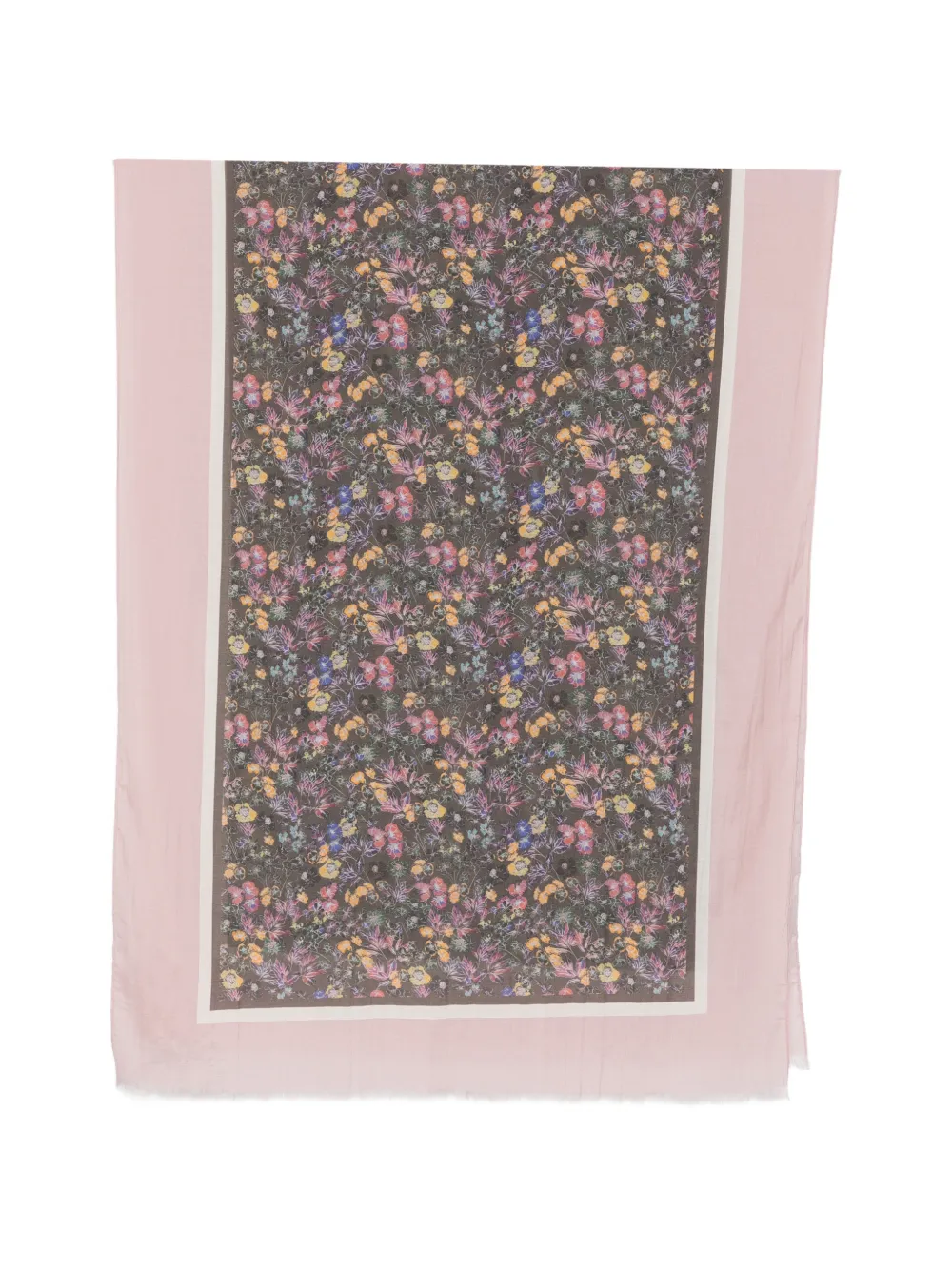 Marc O'Polo Sciarpa con stampa a fiori e frange - Rosa