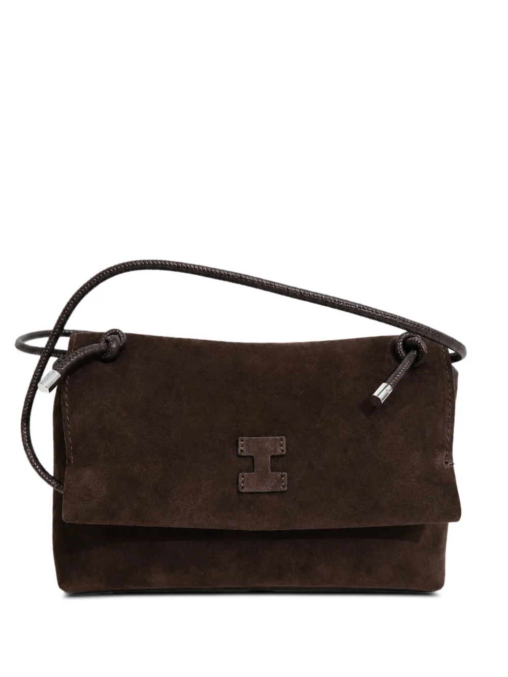 IACUCCI suede logo-patch cross body bag - Marrone
