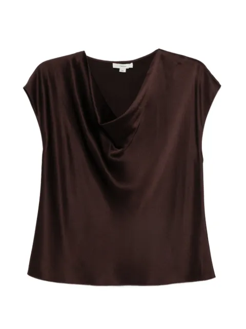 Vince top de seda con cuello desbocado