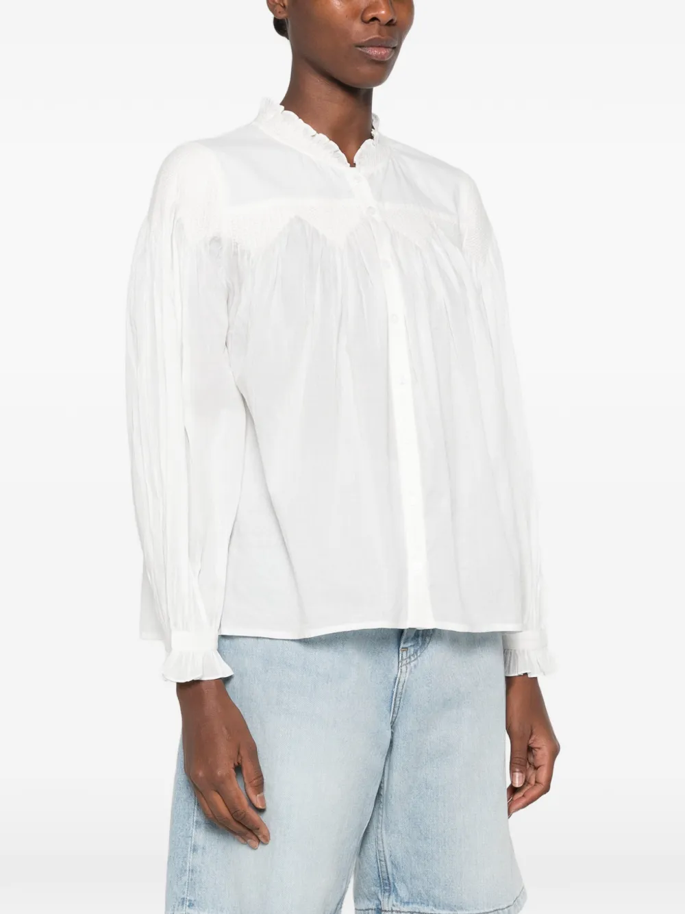 Ba&Sh Tonia gesmockte blouse met ruches Wit