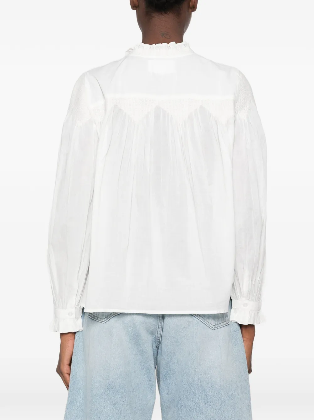 Ba&Sh Tonia gesmockte blouse met ruches Wit