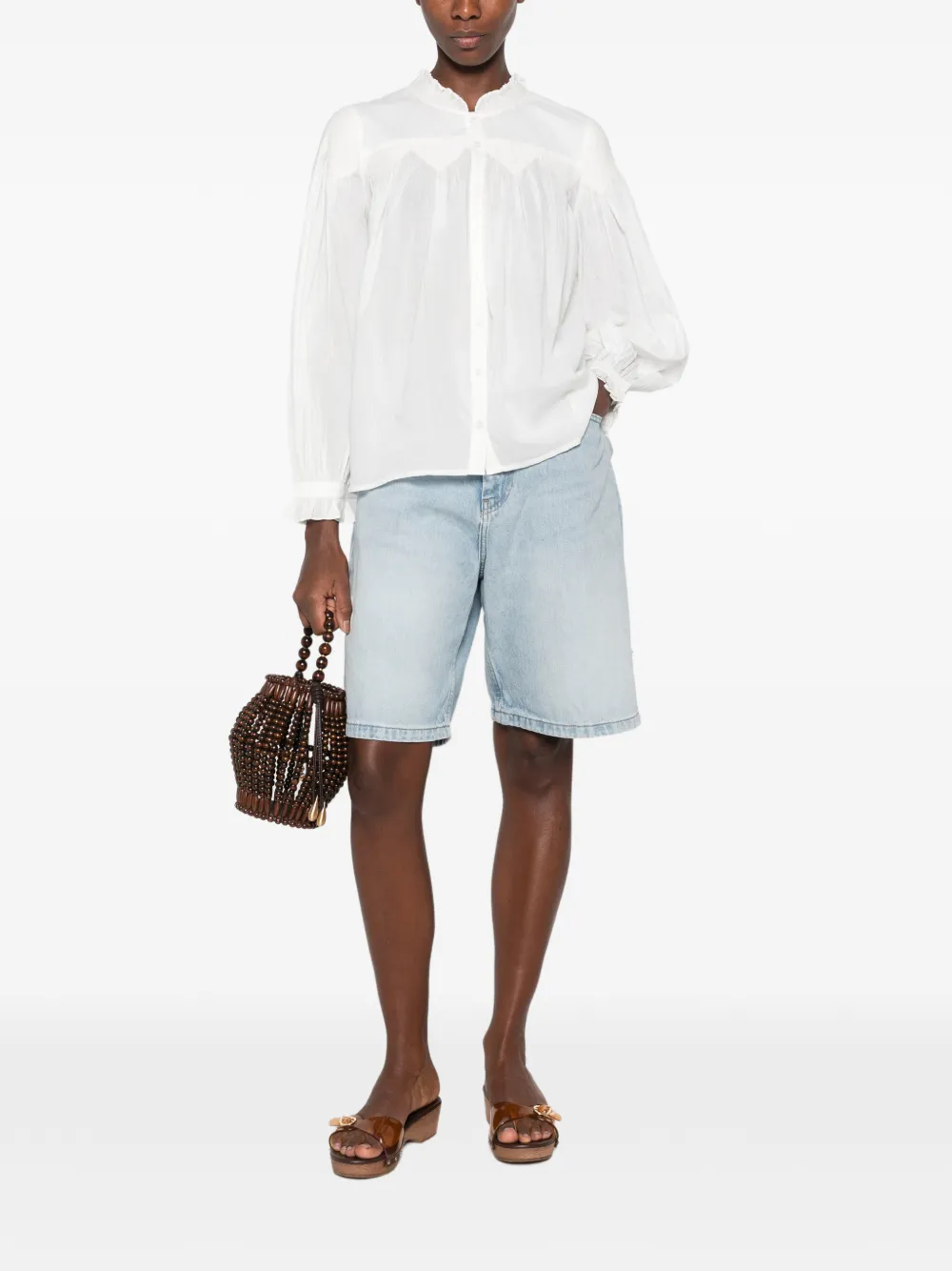Ba&Sh Tonia gesmockte blouse met ruches Wit