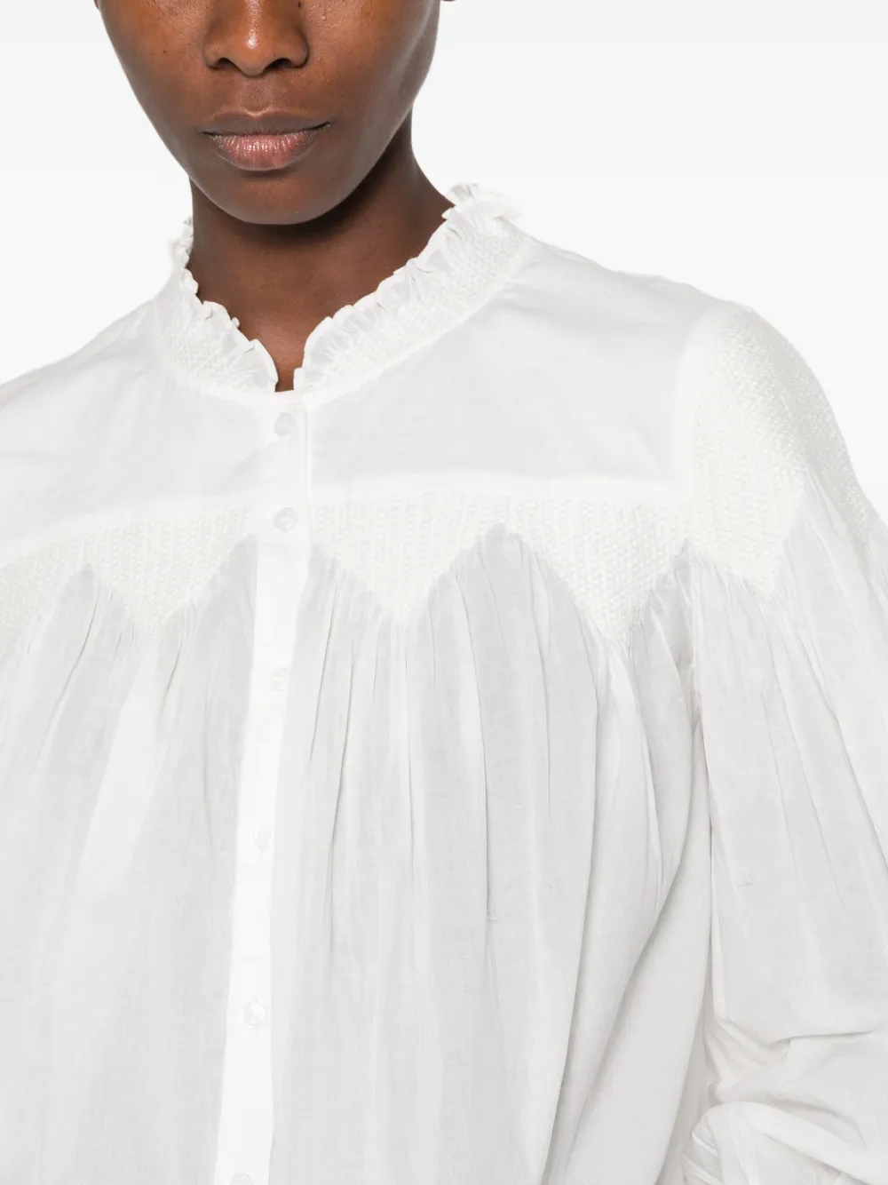 Ba&Sh Tonia gesmockte blouse met ruches Wit