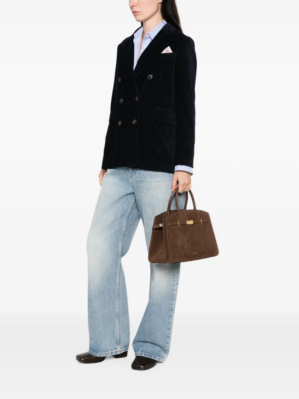 Circolo 1901 Double-breasted Corduroy Jacket In Black