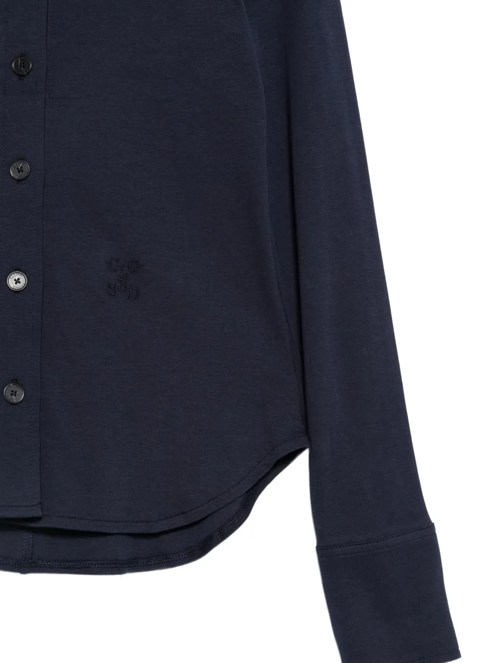 Closed Overhemd met geborduurd logo en gewelfde afwerking Blauw