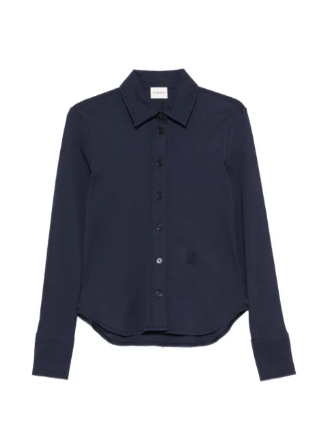 Closed logo-embroidered curved-hem shirt