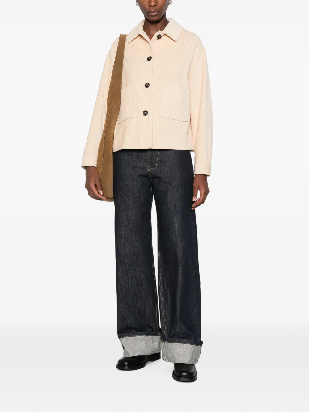 Circolo 1901 Ribfluwelen jack met opgestikte zak Beige