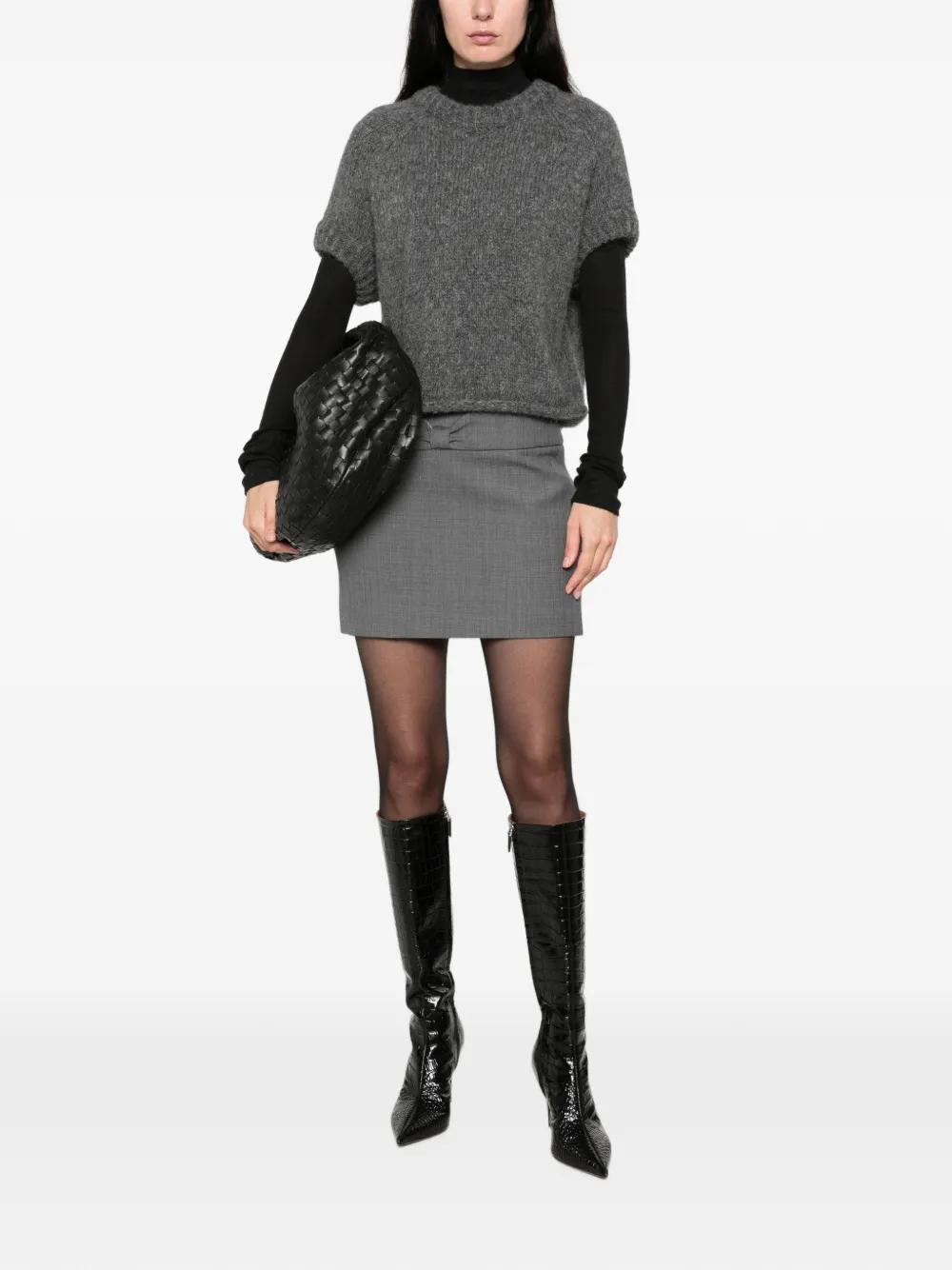 Susanne Bommer Raglan-sleeve Knitted Sweater In Grey