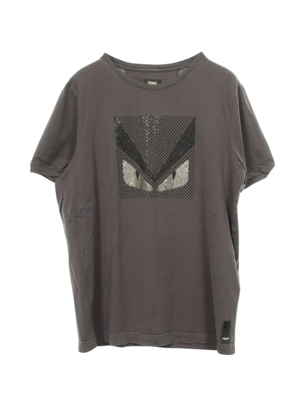 Pre-owned Fendi 2000s Monster Rhinestone-embellished T-shirt In Grey