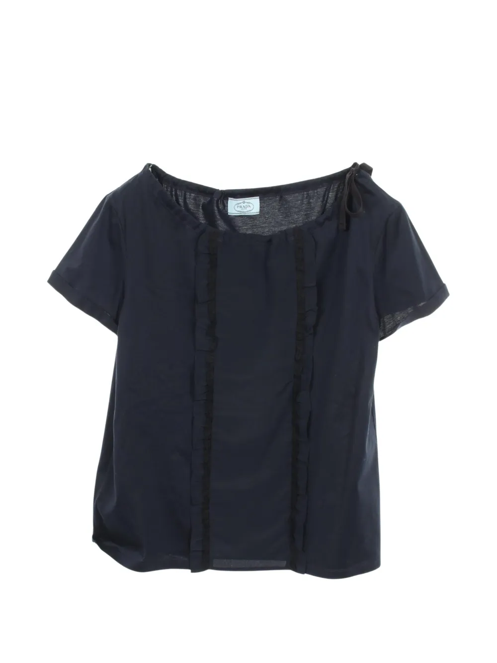 Prada Pre-Owned 2010s frill-trim T-shirt - Blu