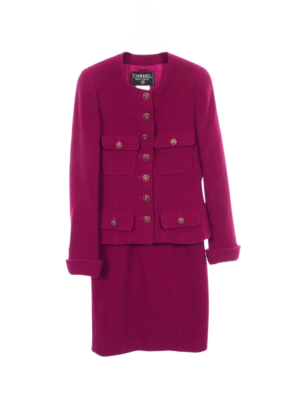 CHANEL Pre-Owned 1986-1988 Coco button mini skirt suit (set of two) - Rosa