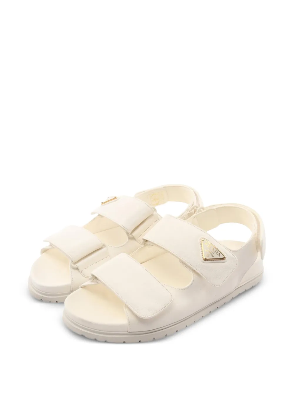Prada Pre-Owned Triangle logo touch-strap sandals - Bianco