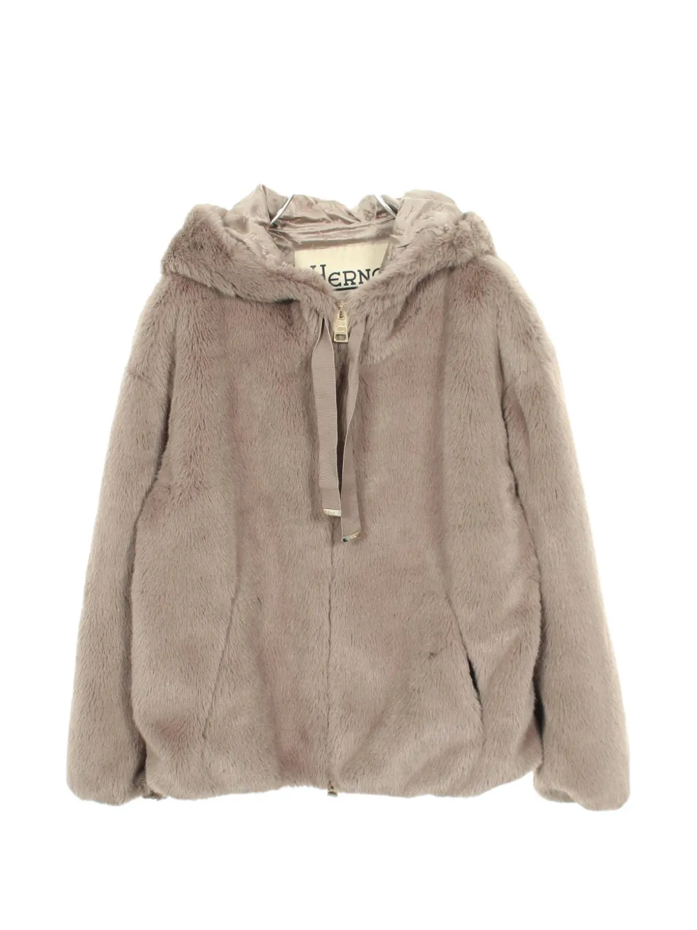 Herno 2010s Kapuzenjacke aus Faux Fur - Nude