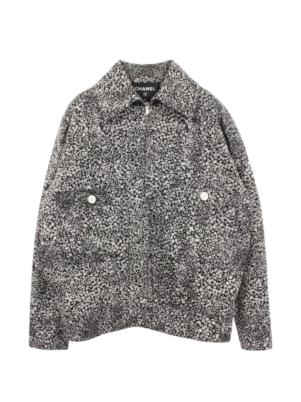 CHANEL Pre-Owned 1986-1988 Camellia zip-up jacket - Nero