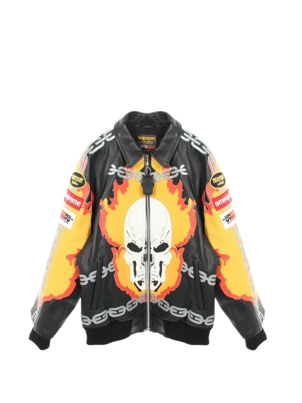 Supreme 2020s x Vanson Ghost Rider Lederjacke - Schwarz
