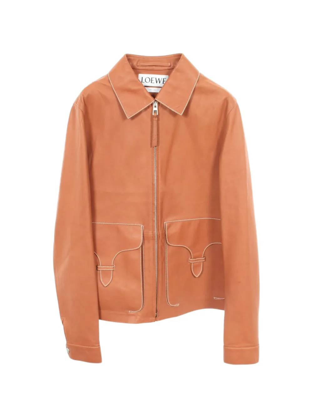 Loewe Pre-Owned 2010s zip-up leather jacket - Marrone