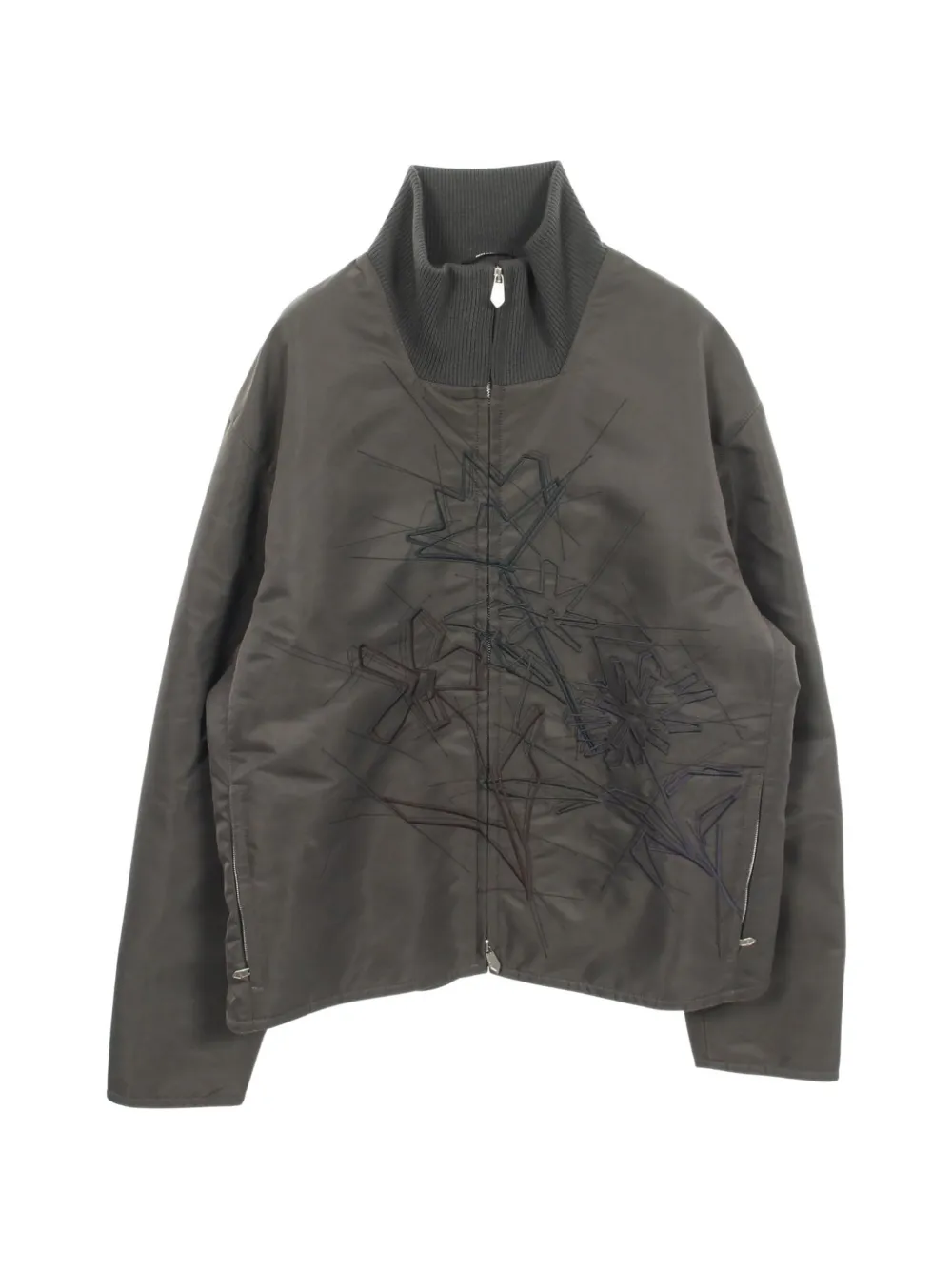Hermès Pre-Owned 2010s embroidered zip-up bomber jacket - Grigio