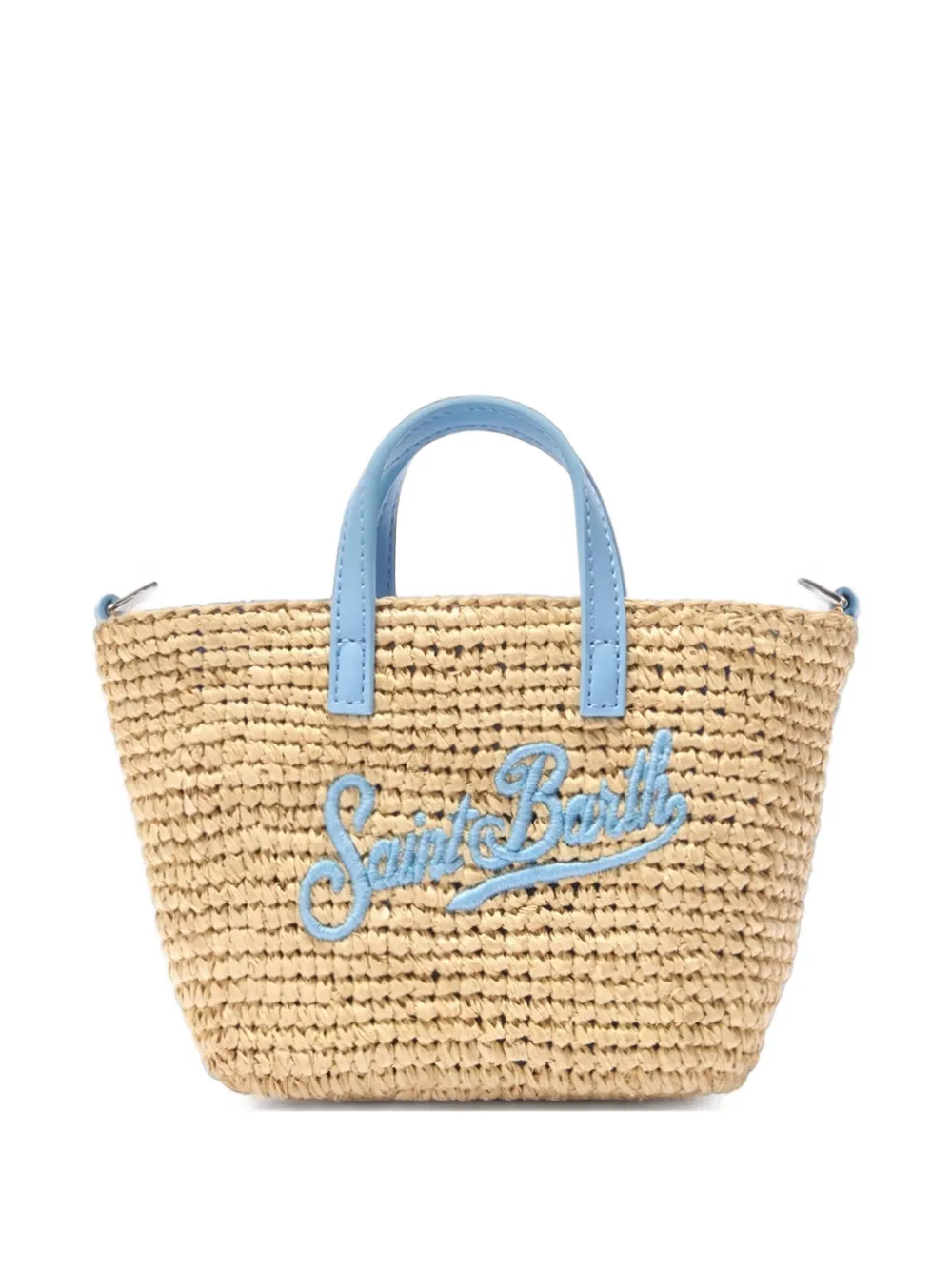 MC2 Saint Barth Micro City raffia bag with contrasting embroidered logo