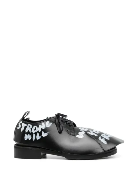 Comme des Garçons Homme Plus Comme des Garçons Homme Plus x KIDS LOVE GAITE slogan-print leather derby shoes
