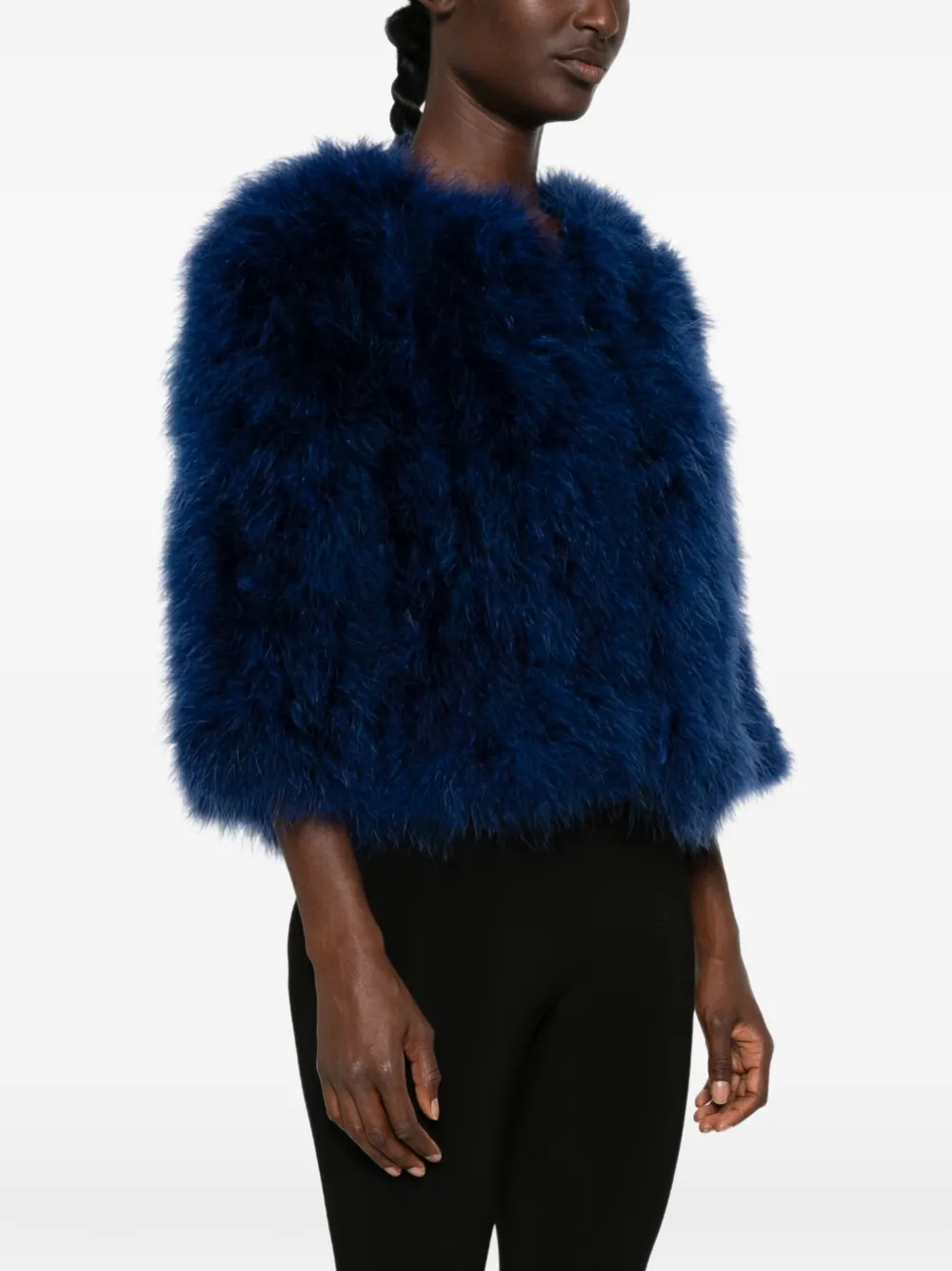 Yves Salomon Jack verfraaid met veren Blauw