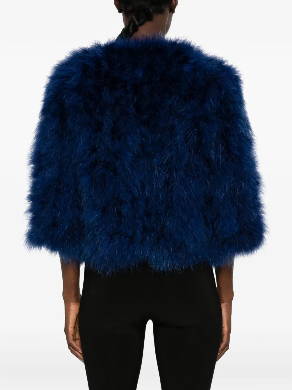 Yves Salomon Jack verfraaid met veren Blauw