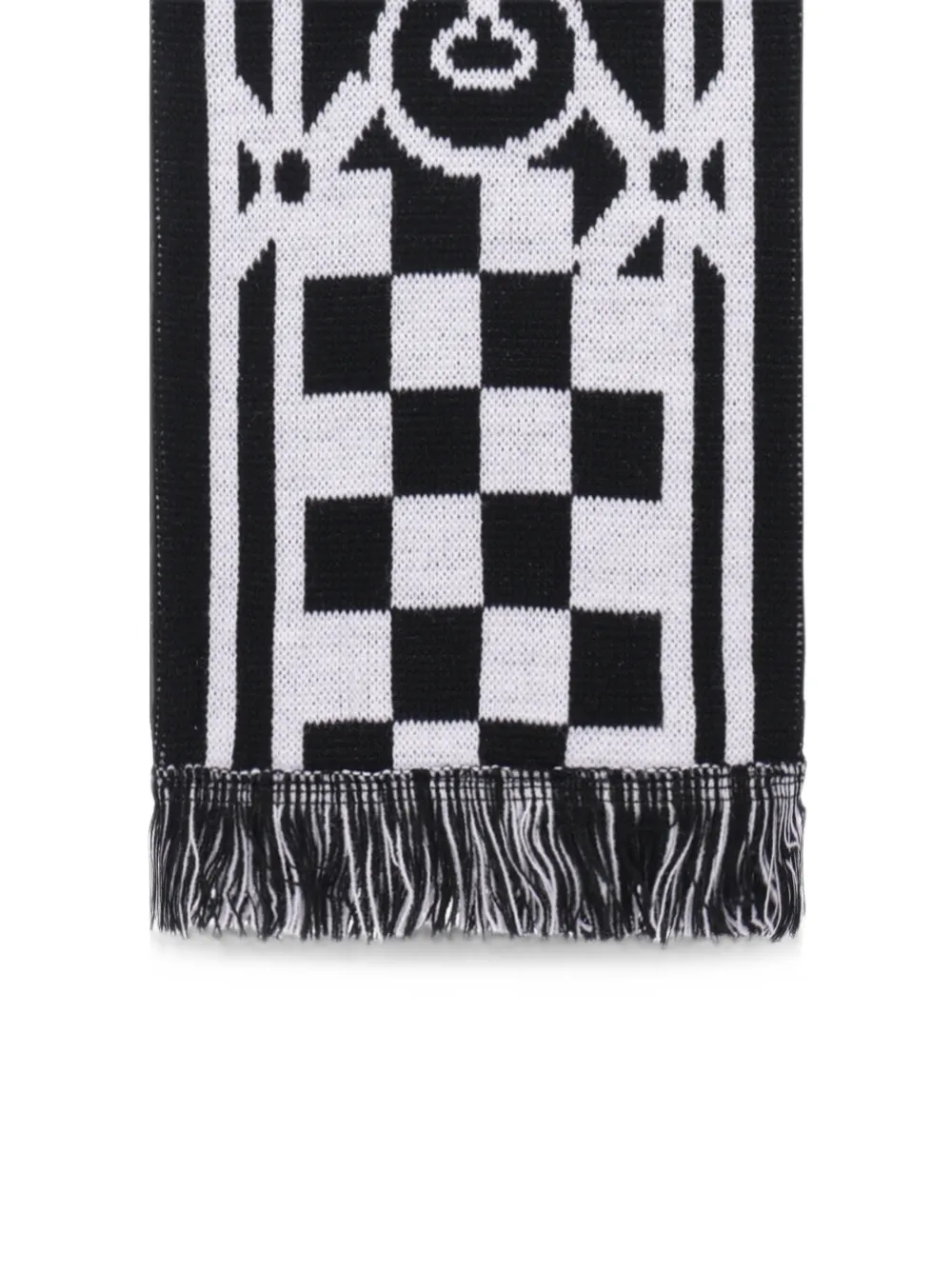 Comme Des Garçons logo-intarsia checkered scarf Zwart