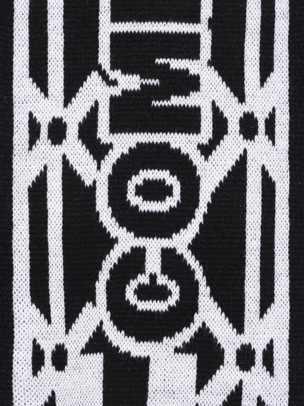 Comme Des Garçons logo-intarsia checkered scarf Zwart
