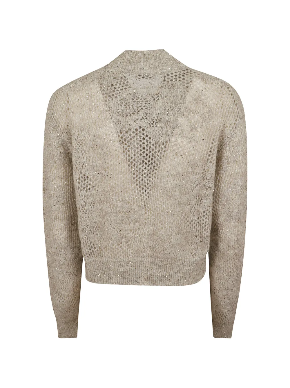 Brunello Cucinelli Opengebreid vest verfraaid met pailletten Beige
