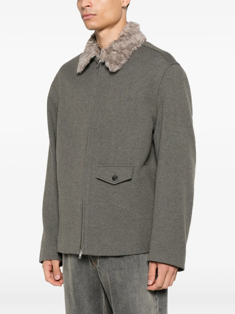 OUR LEGACY Jack met rits en kraag van imitatiebont Grijs