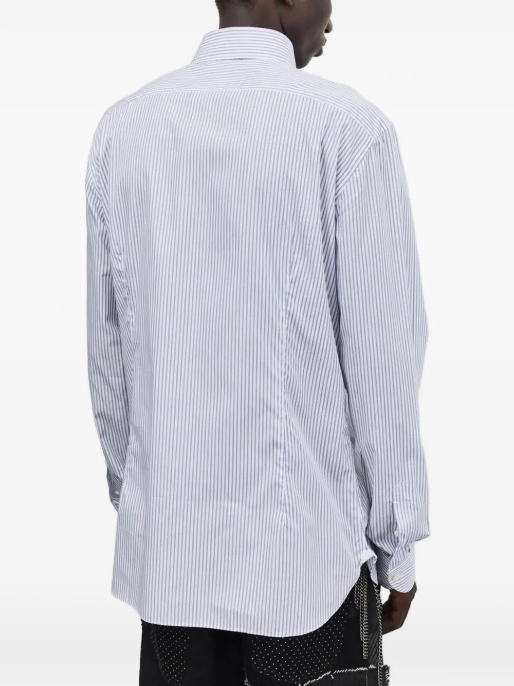 Junya Watanabe MAN Gestreept overhemd met lange mouwen Blauw