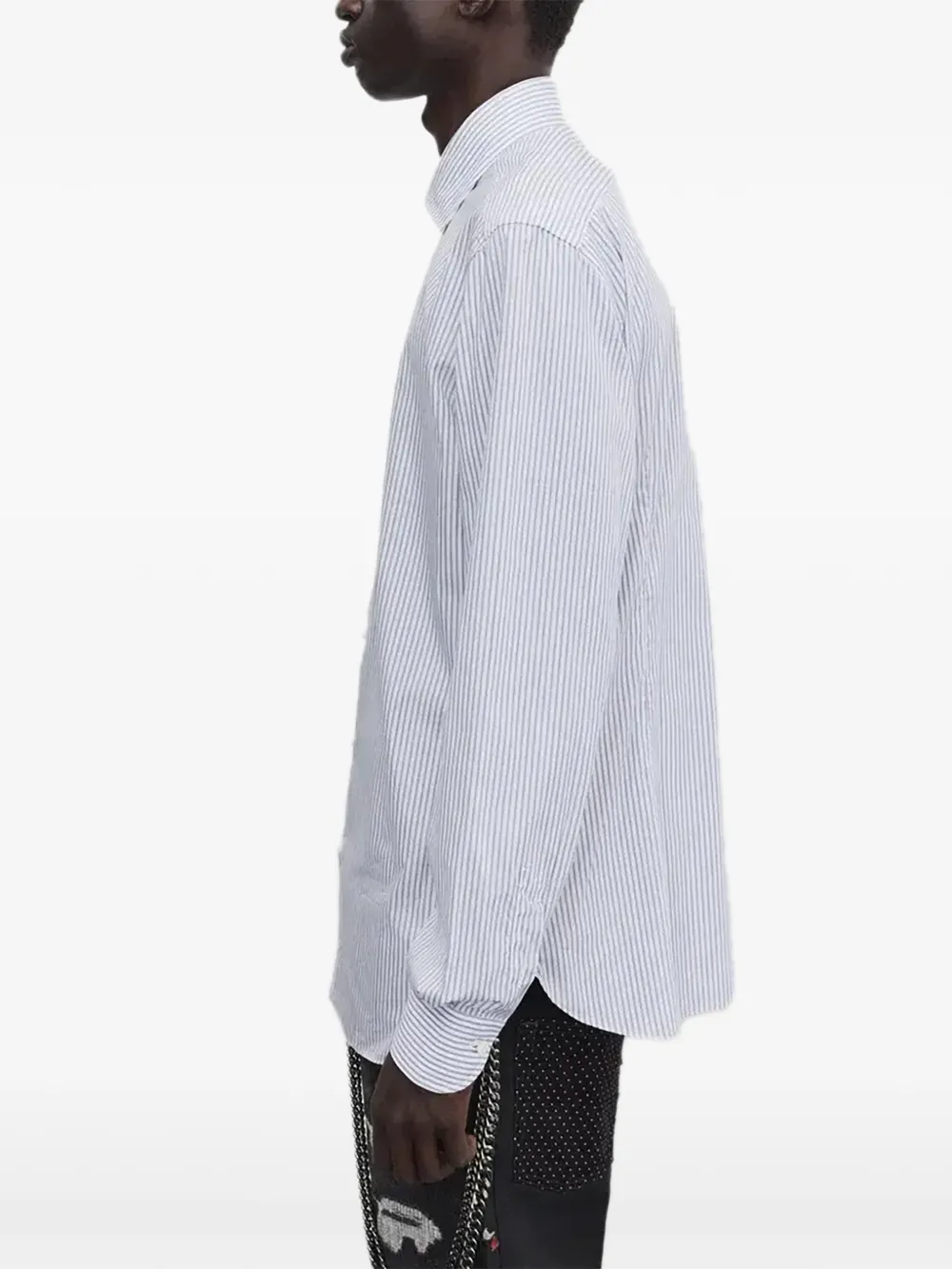 Junya Watanabe MAN Gestreept overhemd met lange mouwen Blauw