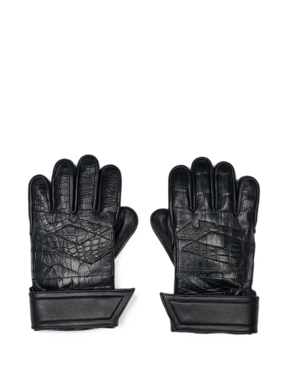 Melrose High x LOTTO Iron Will Goalie crocodile-effect gloves - Nero