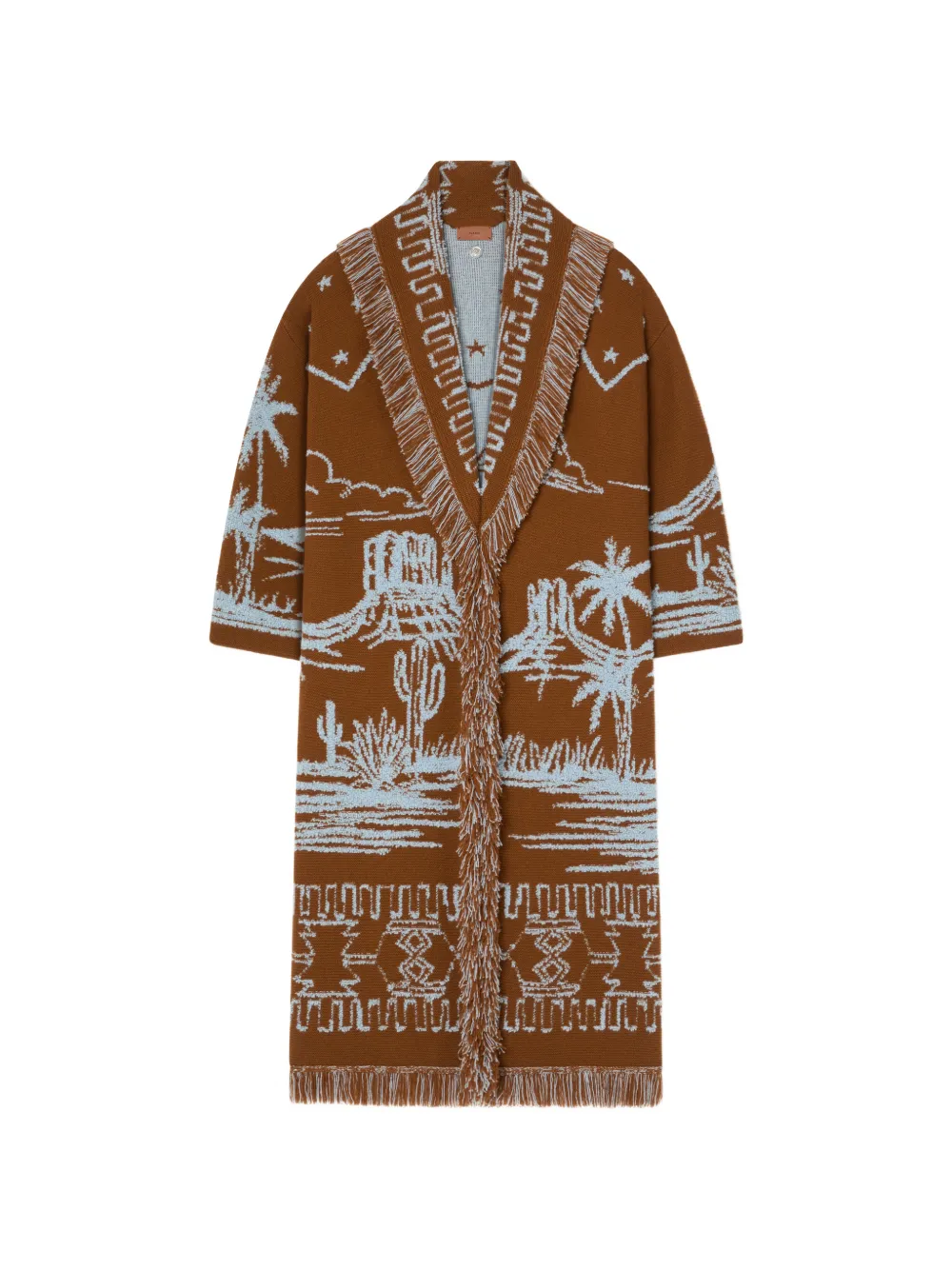Alanui Canyon Spirit Fringed Single-breasted Coat In Brown