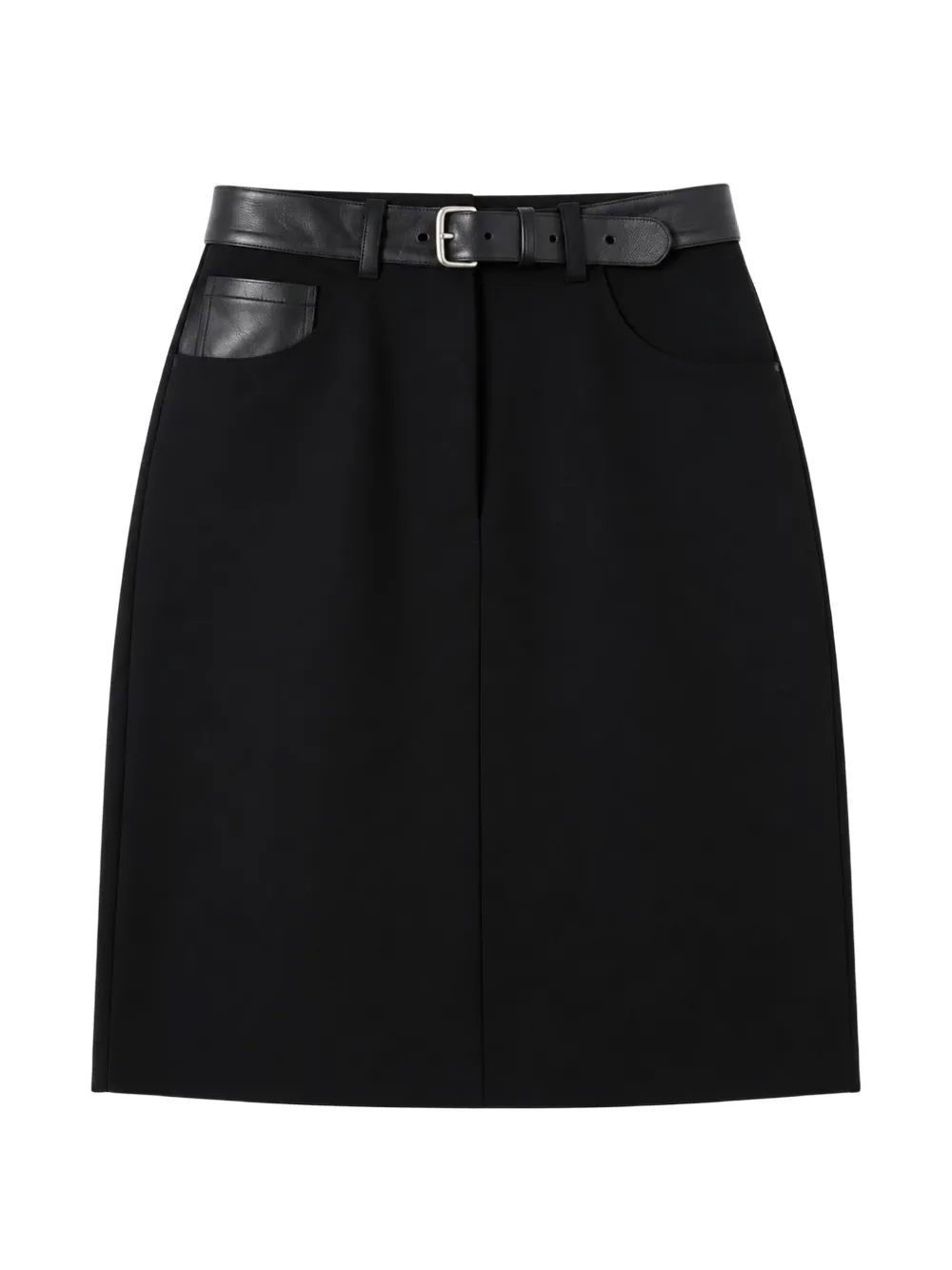 Max Mara belted leather-trim mini skirt Zwart