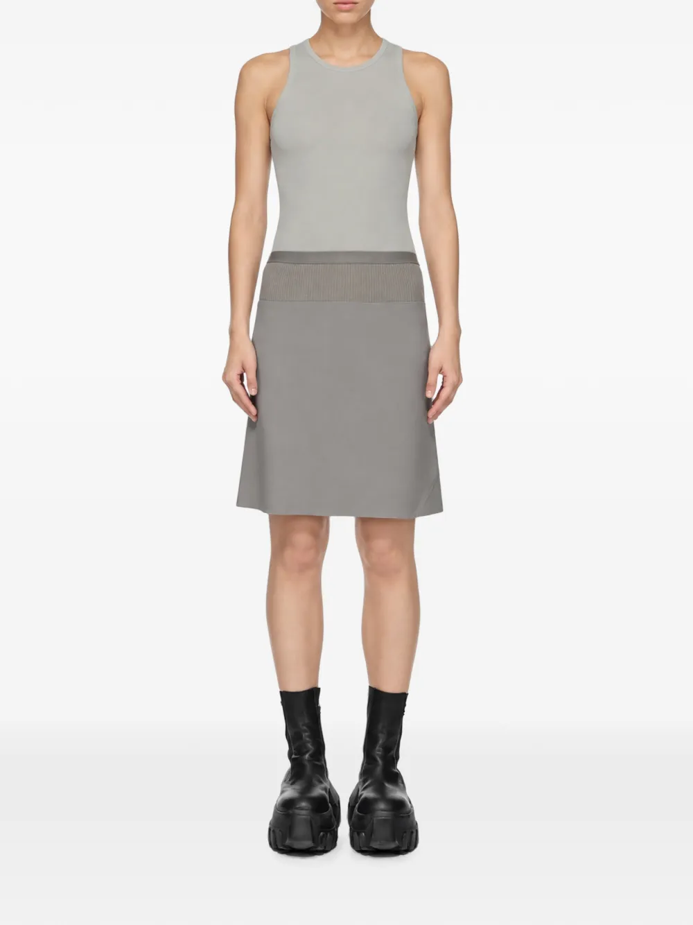 Rick Owens Schuin gesneden mini-rok met geribbelde tailleband Grijs