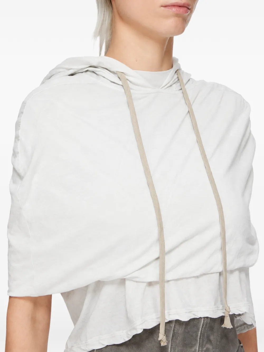 Rick Owens drawstring-detail hoodie - White