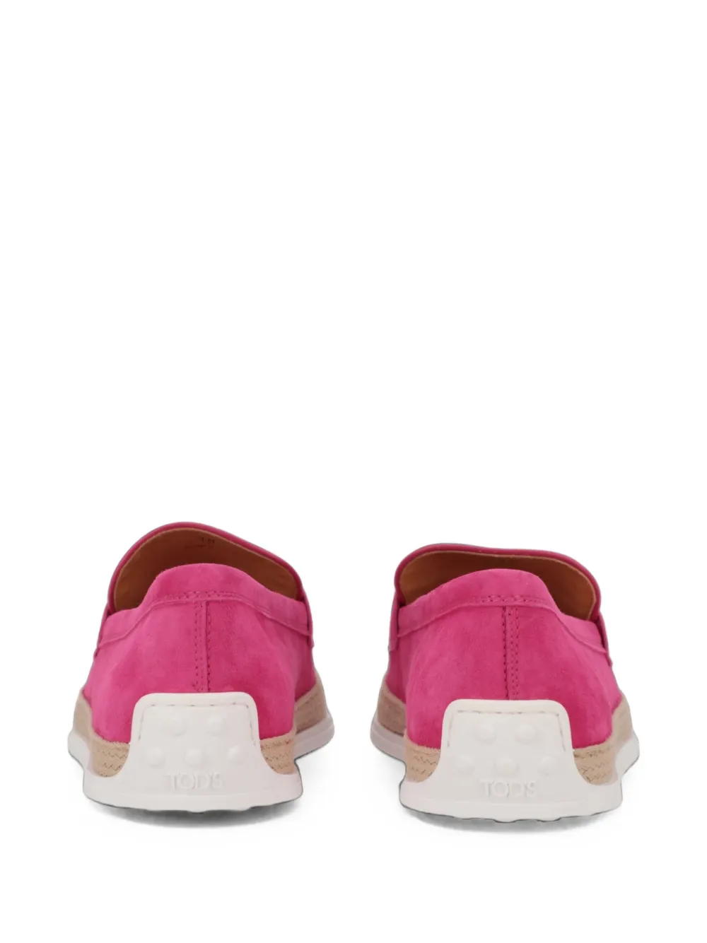Tod's braided-sole chain-link leather loafers Roze