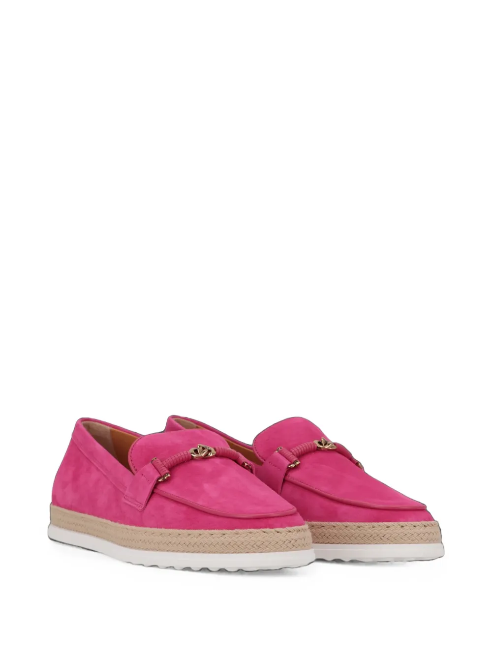 Tod's braided-sole chain-link leather loafers Roze